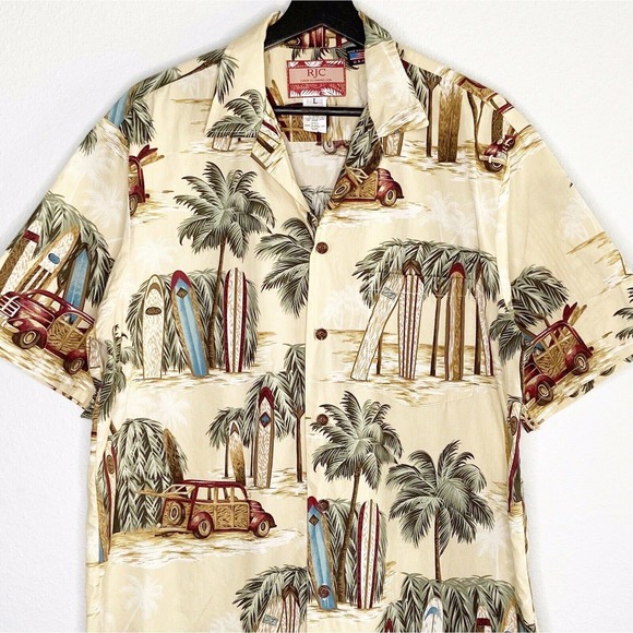 RJC Other - RJC Hawaiian Surf Palm Tree Woody Cars Aloha Shirt